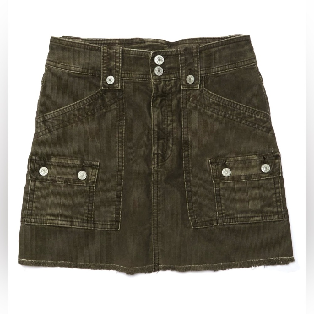 AE American Eagle Super Hi-Rise A-Line Green Corduroy Mini Skirt - Sz 2 -NWT